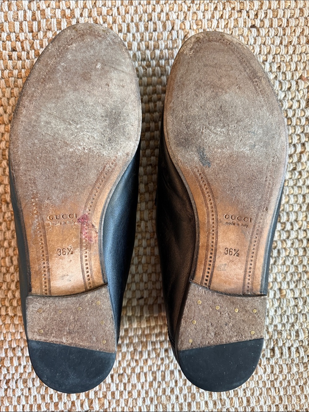 Gucci Black Leather Horsebit Slip-On Loafers with Gold Hardware Sz 36.5 - Picture 6 of 9